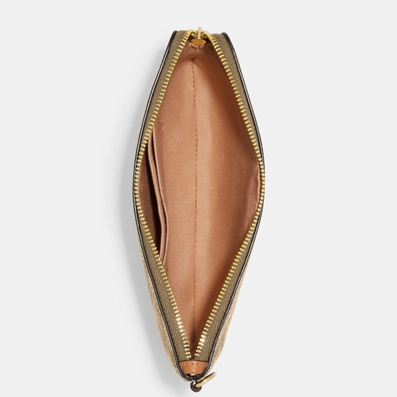 Holiday Gifts 🎁! NWT COACH Corner Zip Trio In Signature Canvas Multi Khaki/ Gold - Picture 2 of 3